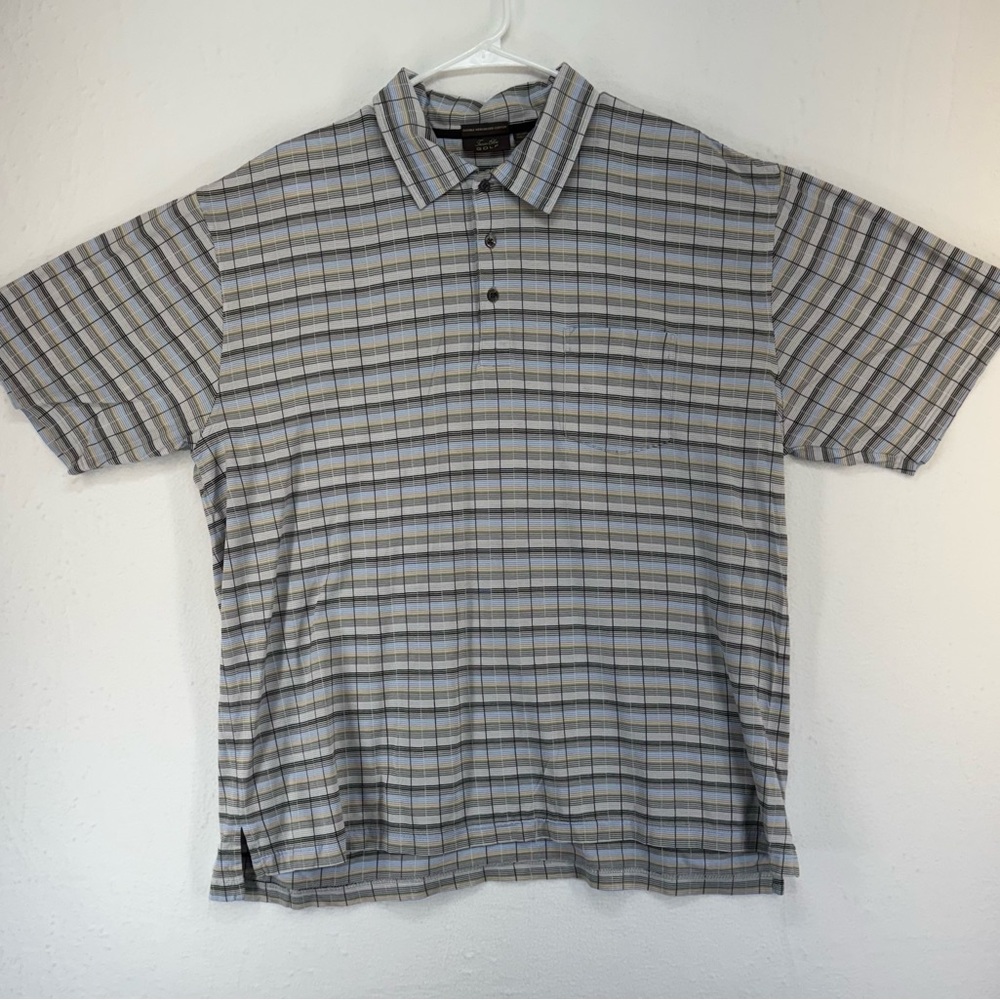 Tasso Elba Golf Mens Short Sleeve Polo Shirt Large Double Mercerized Cotton